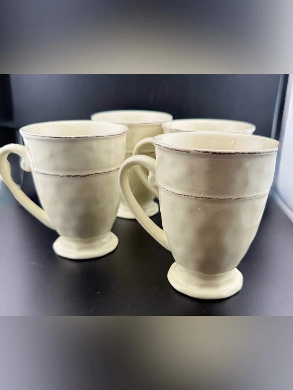 4 Pier 1 Martillo Creme Brulee 14oz Mugs.